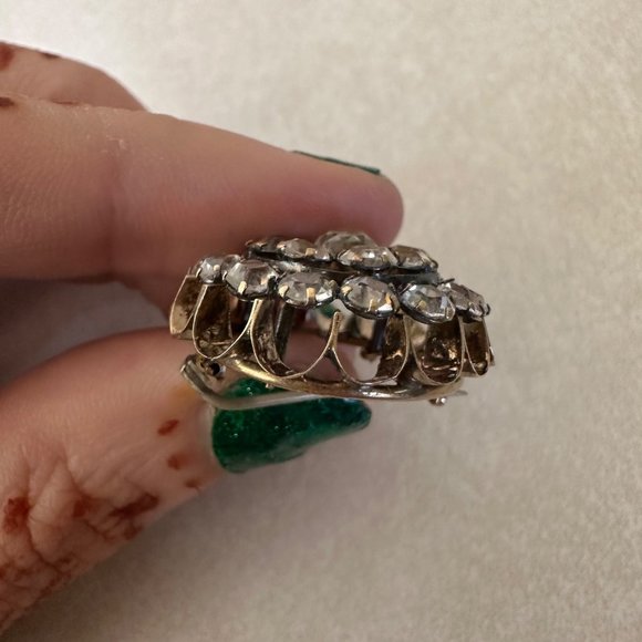 Antique Victorian sterling silver 9kt gold gilded diamond cut paste pin brooch - Picture 8 of 8